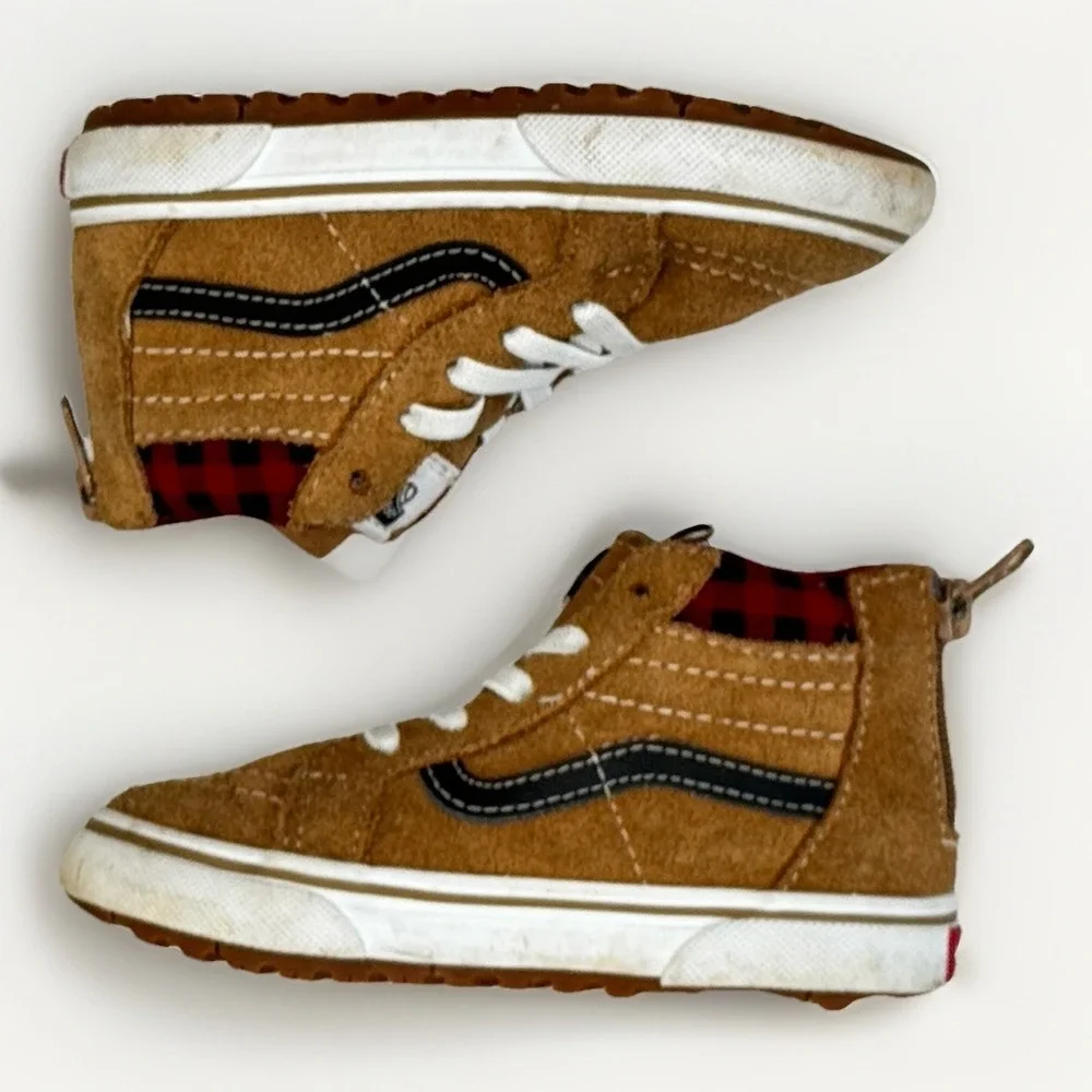 Vans Sk8 Hi MTE Kids Size 8 Brown Suede Cold Weather Primaloft Lined Skate Shoes